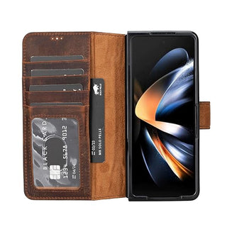 Solo Pelle Lederhülle kompatibel Samsung Galaxy Z Fold 5 5G Hülle - Cognac Braun