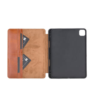 Solo Pelle Leder Hülle geeignet für Apple iPad Pro 11 I passend für 2. 3. 4. Generation  " Harvard "  - Cognac Braun Burned