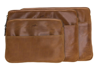 Solo Pelle Ledertasche für das Apple MacBook Pro und Air 13 Zoll, 12 Zoll & iPad Pro 12,9 Zoll Lederhülle Case Hülle Awenta aus echtem Leder in Cognac Braun