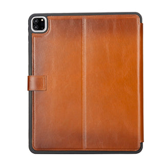 Stage abnehmbare Lederhülle für das iPad Pro 12.9" (4+5 & 6 Gen.) in Cognac Braun