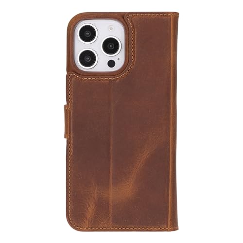 Solo Pelle Lederhülle kompatibel für iPhone 16 Pro Max in 6.9 Zoll abnehmbare Hülle (2in1) inkl. Kartenfächer geeignet für MagSafe Zubehör Camel Braun