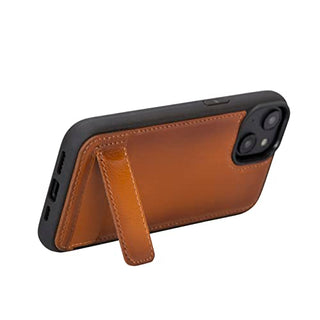 Solo Pelle Lederhülle für das iPhone 14 in 6.1 Zoll Case Leder Hülle Ledertasche Backcover aus echtem Leder mit Standfunktion Stanford Base (Cognac Braun)