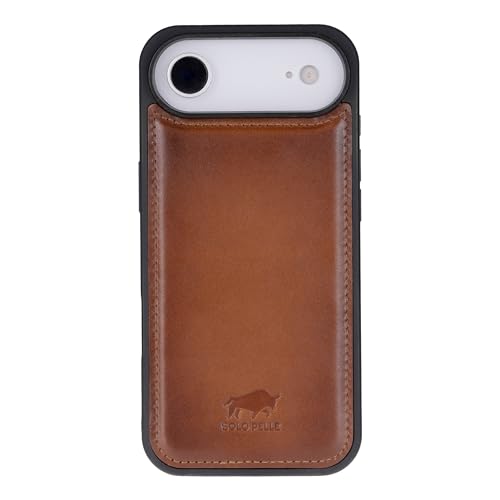 Solo Pelle Lederhülle für das iPhone Air in 6.5 Zoll Cognac Braun Stanford Case Leder Hülle Ledertasche Backcover aus echtem Leder geeignet für MagSafe Zubehör Lifestyle