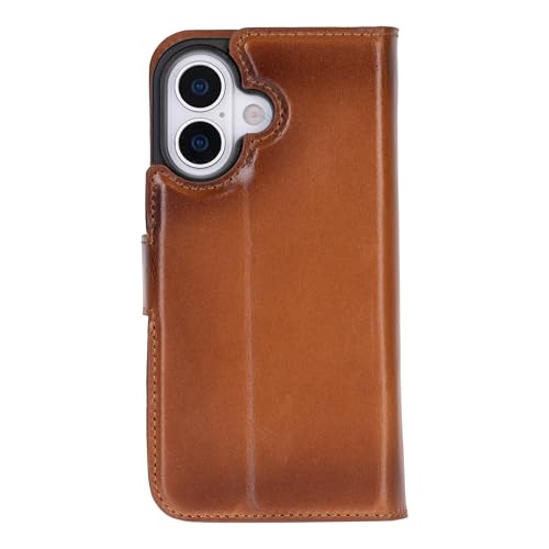 Solo Pelle Cognac Braun, Lederhülle kompatibel für iPhone 17 in 6.3 Zoll abnehmbare Hülle (2in1) inkl. Kartenfächer geeignet für MagSafe Zubehör