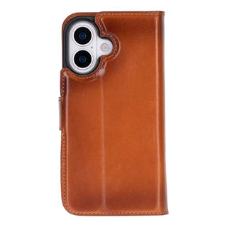 Solo Pelle Cognac Braun, Lederhülle kompatibel für iPhone 17 in 6.3 Zoll abnehmbare Hülle (2in1) inkl. Kartenfächer geeignet für MagSafe Zubehör