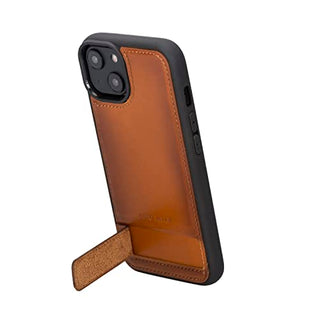 Solo Pelle Lederhülle für das iPhone 14 in 6.1 Zoll Case Leder Hülle Ledertasche Backcover aus echtem Leder mit Standfunktion Stanford Base (Cognac Braun)