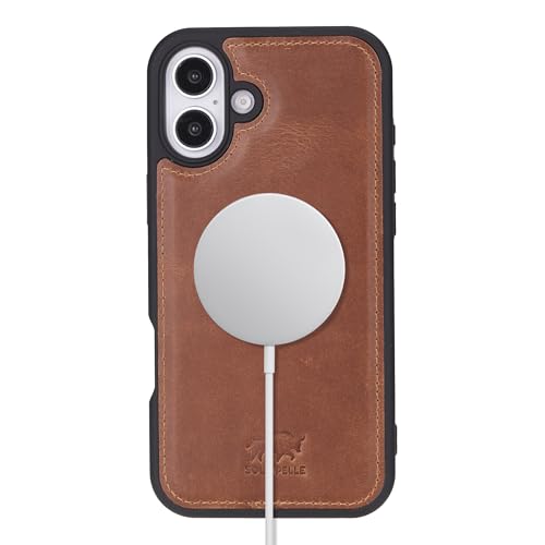 Solo Pelle Lederhülle für das iPhone 16 in 6.1 Zoll Stanford Case Leder Hülle Ledertasche Backcover aus echtem Leder geeignet für MagSafe Zubehör Camel Braun Lifestyle