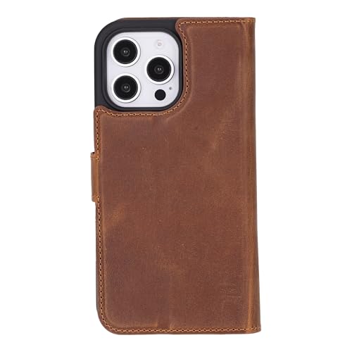 Solo Pelle Lederhülle kompatibel für iPhone 16 Pro in 6.3 Zoll abnehmbare Hülle (2in1) inkl. Kartenfächer geeignet für MagSafe Zubehör Camel Braun
