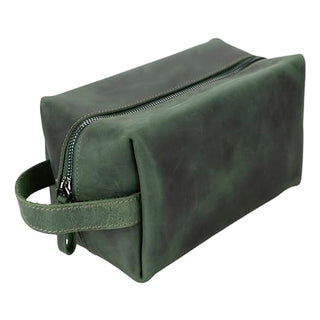 Solo Pelle Kulturtasche/Reisetasche/Kosmetiktasche aus echtem Vintage Leder Mondo (Vintage Grün)