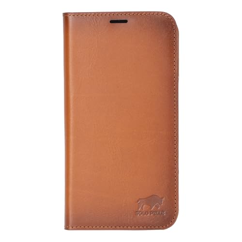 Solo Pelle Lederhülle kompatibel für iPhone 16 Pro in 6.3 Zoll (2in1) inkl. Kartenfächer geeignet für MagSafe Zubehör I Duke Cognac Braun