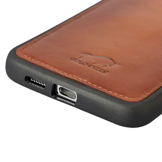 Solo Pelle Lederhülle für das Samsung Galaxy S25 + Plus Hülle aus echtem Cognac Braun Leder, Model: Stanford