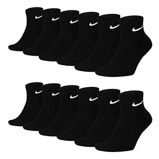Nike Socken Damen Herren Weiß Schwarz Kurz Sportsocken Größe 34 36 38 40 42 44 46 48 50 Sparset SX7677, 6 Paar schwarz, 38-42