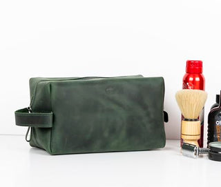 Solo Pelle Kulturtasche/Reisetasche/Kosmetiktasche aus echtem Vintage Leder Mondo (Vintage Grün)