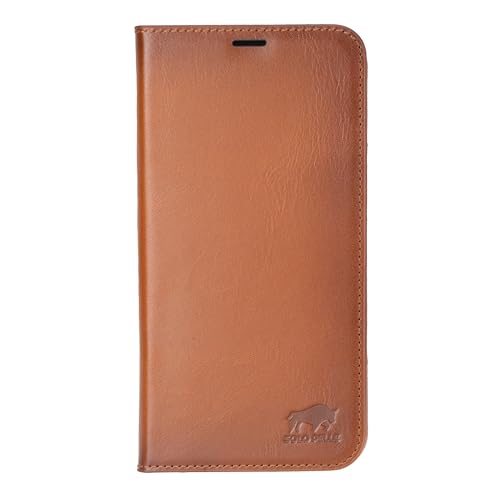 Solo Pelle Lederhülle kompatibel für iPhone 16 Pro Max in 6.9 Zoll inkl. Kartenfächer geeignet für MagSafe Zubehör I Duke Cognac Braun