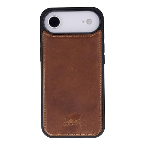 This Solo Pelle Camel Braun Lederhülle kompatibel für iPhone Air in 6.5 Zoll abnehmbare Hülle (2in1) inkl. Kartenfächer geeignet für MagSafe Zubehör