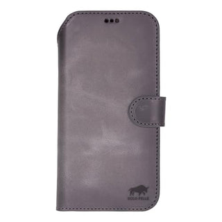 Solo Pelle Steingrau Lederhülle kompatibel für iPhone 17 Pro in 6.3 Zoll abnehmbare Hülle (2in1) inkl. Kartenfächer geeignet für MagSafe Zubehör