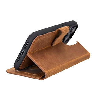 Solo Pelle Lederhülle kompatibel für iPhone 15 Pro Max in 6.7 Zoll abnehmbare Hülle (2in1) inkl. Kartenfächer für das original Apple iPhone 15 Pro Max in 6.7 (Camel Braun)