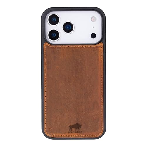 Solo Pelle Camel Braun Lederhülle kompatibel für iPhone 17 Pro Max in 6.9 Zoll abnehmbare Hülle (2in1) inkl. Kartenfächer geeignet für MagSafe Zubehör