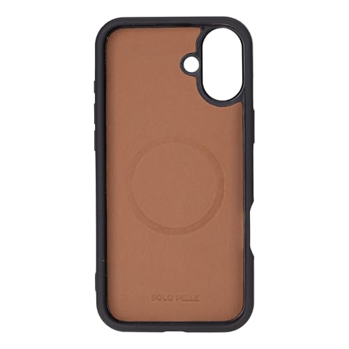 Solo Pelle Lederhülle für das iPhone 16 Plus in 6.7 Zoll Stanford Case Leder Hülle Ledertasche Backcover aus echtem Leder geeignet für MagSafe Zubehör Cognac Braun