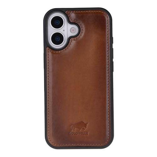 Cognac Braun Solo Pelle Lederhülle für das iPhone 17 in 6.3 Zoll Stanford Case Leder Hülle Ledertasche Backcover aus echtem Leder geeignet für MagSafe Zubehör Lifestyle