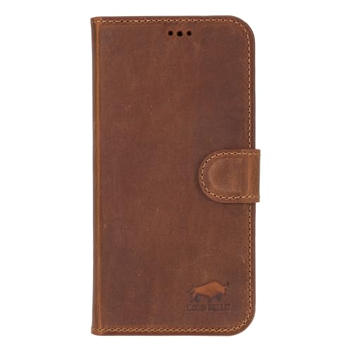 Solo Pelle Lederhülle kompatibel für iPhone 16 in 6.1 Zoll abnehmbare Hülle (2in1) inkl. Kartenfächer geeignet für MagSafe Zubehör Camel Braun