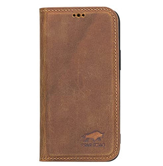 Solo Pelle aufklappbare Lederhülle kompatibel für iPhone 13 Mini in 5.4 Zoll inkl. 1 Kartenfach für das original Apple iPhone 13 Mini (Camel Braun)