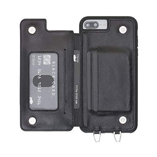 Solo Pelle Lederhülle für das iPhone + Samsung Case Leder Hülle Ledertasche Backcover aus echtem Leder in Schwarz mit Umhängeriemen zum Umhängen