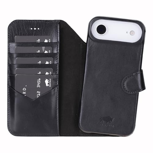 Solo Pelle Schwarz Lederhülle kompatibel für iPhone Air in 6.5 Zoll abnehmbare Hülle (2in1) inkl. Kartenfächer geeignet für MagSafe Zubehör Lifestyle