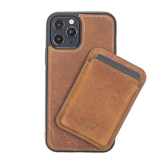 Solo Pelle Lederhülle + magnetische Geldbörse (Magsafe) für das iPhone 12 Mini in 5.4 Zoll Stanford Case Leder Hülle Ledertasche Backcover aus echtem Leder