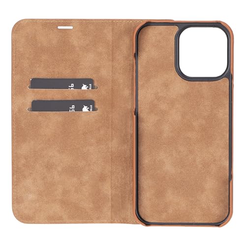 Solo Pelle Lederhülle kompatibel für iPhone 16 Pro Max in 6.9 Zoll inkl. Kartenfächer geeignet für MagSafe Zubehör I Duke Cognac Braun
