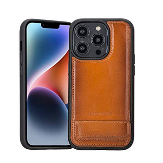 Solo Pelle Lederhülle für das iPhone 14 Pro in 6.1 Zoll Case Leder Hülle Ledertasche Backcover aus echtem Leder mit Standfunktion Stanford Base