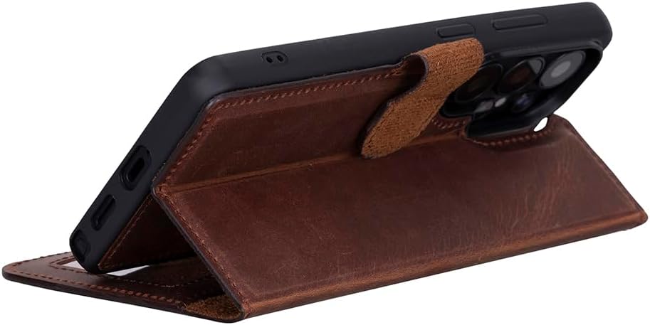 Solo Pelle Harvard Echtleder Hülle kompatibel mit Samsung Galaxy S26 Ultra - Magnetische 2 in 1 Wallet Handyhülle mit abnehmbarem Backcover, Kartenfächern & RFID Schutz - Vintage Braun