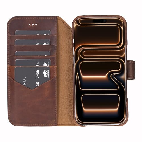 Solo Pelle Camelbraun Lederhülle kompatibel für iPhone 17 Pro Max in 6.9 Zoll abnehmbare Hülle (2in1) inkl. Kartenfächer geeignet für MagSafe Zubehör