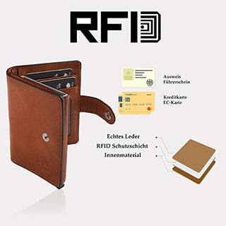 Solo Pelle Leder Geldbörse Q-Wallet mit integriertem Kartenetui für 15 Karten + Geldscheine geeignet | Kreditkartenetui mit RFID
