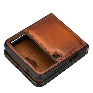 Solo Pelle Lederhülle für das Samsung Galaxy Z Flip4 Flip 4 Hülle aus echtem Leder, Model: Stanford klappbar