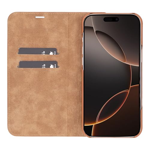 Solo Pelle Lederhülle kompatibel für iPhone 16 Pro Max in 6.9 Zoll inkl. Kartenfächer geeignet für MagSafe Zubehör I Duke Cognac Braun Lifestyle