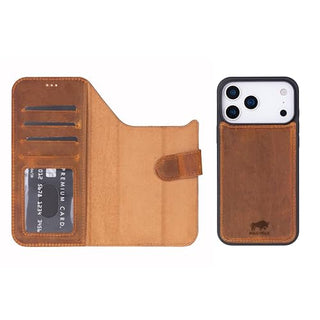 Solo Pelle Lederhülle kompatibel für iPhone 17 Pro Max in 6.9 Zoll abnehmbare Hülle (2in1) inkl. Kartenfächer geeignet für MagSafe Zubehör