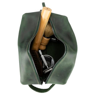Solo Pelle Kulturtasche/Reisetasche/Kosmetiktasche aus echtem Vintage Leder Mondo (Vintage Grün)