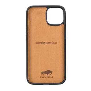 Solo Pelle Lederhülle für das iPhone 14 in 6.1 Zoll Case Leder Hülle Ledertasche Backcover aus echtem Leder mit Standfunktion Stanford Base (Cognac Braun)