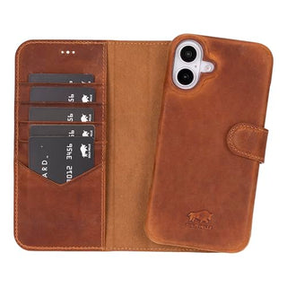 Solo Pelle Lederhülle kompatibel für iPhone 16 Plus in 6.7 Zoll abnehmbare Hülle (2in1) inkl. Kartenfächer geeignet für MagSafe Zubehör