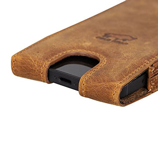 Solo Pelle Lederhülle für das iPhone 12 Mini + 13 Mini bis 5,4 Zoll Case Leder Hülle Ledertasche aus echtem Leder Sleeve