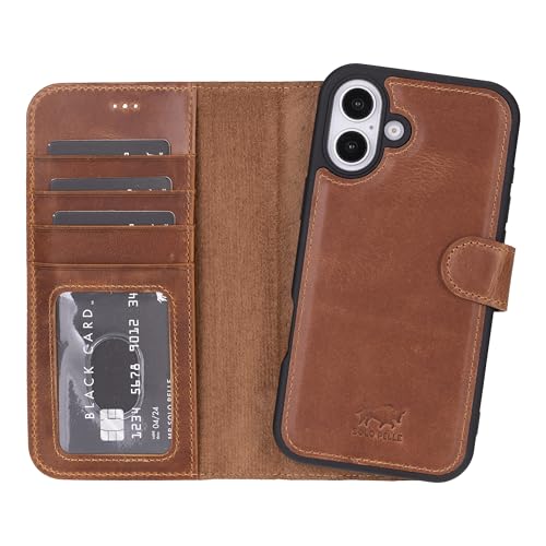 Solo Pelle Lederhülle kompatibel für iPhone 16 Plus in 6.7 Zoll abnehmbare Hülle (2in1) inkl. Kartenfächer geeignet für MagSafe Zubehör Camel Braun Lifestyle