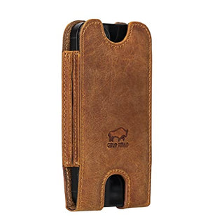 Solo Pelle Lederhülle für das iPhone 12 Mini + 13 Mini bis 5,4 Zoll Case Leder Hülle Ledertasche aus echtem Leder Sleeve