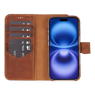 Solo Pelle Lederhülle kompatibel für iPhone 16 in 6.1 Zoll abnehmbare Hülle (2in1) inkl. Kartenfächer geeignet für MagSafe Zubehör