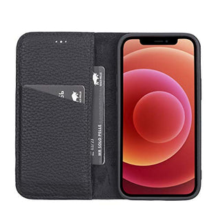 Solo Pelle aufklappbare Lederhülle kompatibel für iPhone 12 Mini in 5.4 Zoll inkl. 1 Kartenfach für das original Apple iPhone 12 Mini