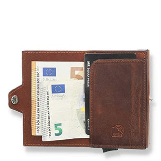 Solo Pelle NEU dünne Geldbörse | Kreditkartenetui | Leder Geldbörse Slim Wallet Portmonee | Geldbeutel mit RFID Schutz für bis zu 6-11 Karten Model: Merch mit Scheinfach + Kleingeldfach