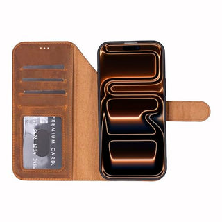 Solo Pelle Camel Braun Lederhülle kompatibel für iPhone 17 Pro Max in 6.9 Zoll abnehmbare Hülle (2in1) inkl. Kartenfächer geeignet für MagSafe Zubehör