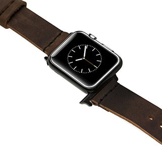 Solo Pelle Apple Watch Series 1/2/3/4 Leder Armband Uhrenband mit passendem Uhrenadapter Connector Ersatzband Strap in Vintage Braun