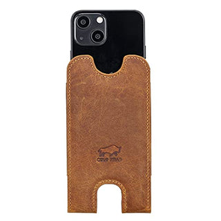 Solo Pelle Lederhülle für das iPhone 12 Mini + 13 Mini bis 5,4 Zoll Case Leder Hülle Ledertasche aus echtem Leder Sleeve