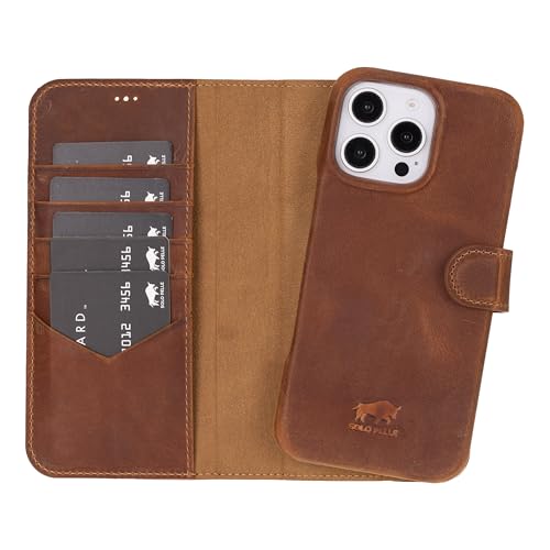 Solo Pelle Lederhülle kompatibel für iPhone 16 Pro Max in 6.9 Zoll abnehmbare Hülle (2in1) inkl. Kartenfächer geeignet für MagSafe Zubehör Camel Braun Lifestyle